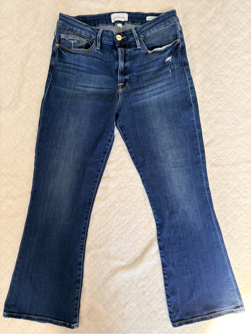 FRAME Le Crop Mini Boot Jeans Size 30 Dark Wash Cropped Flare